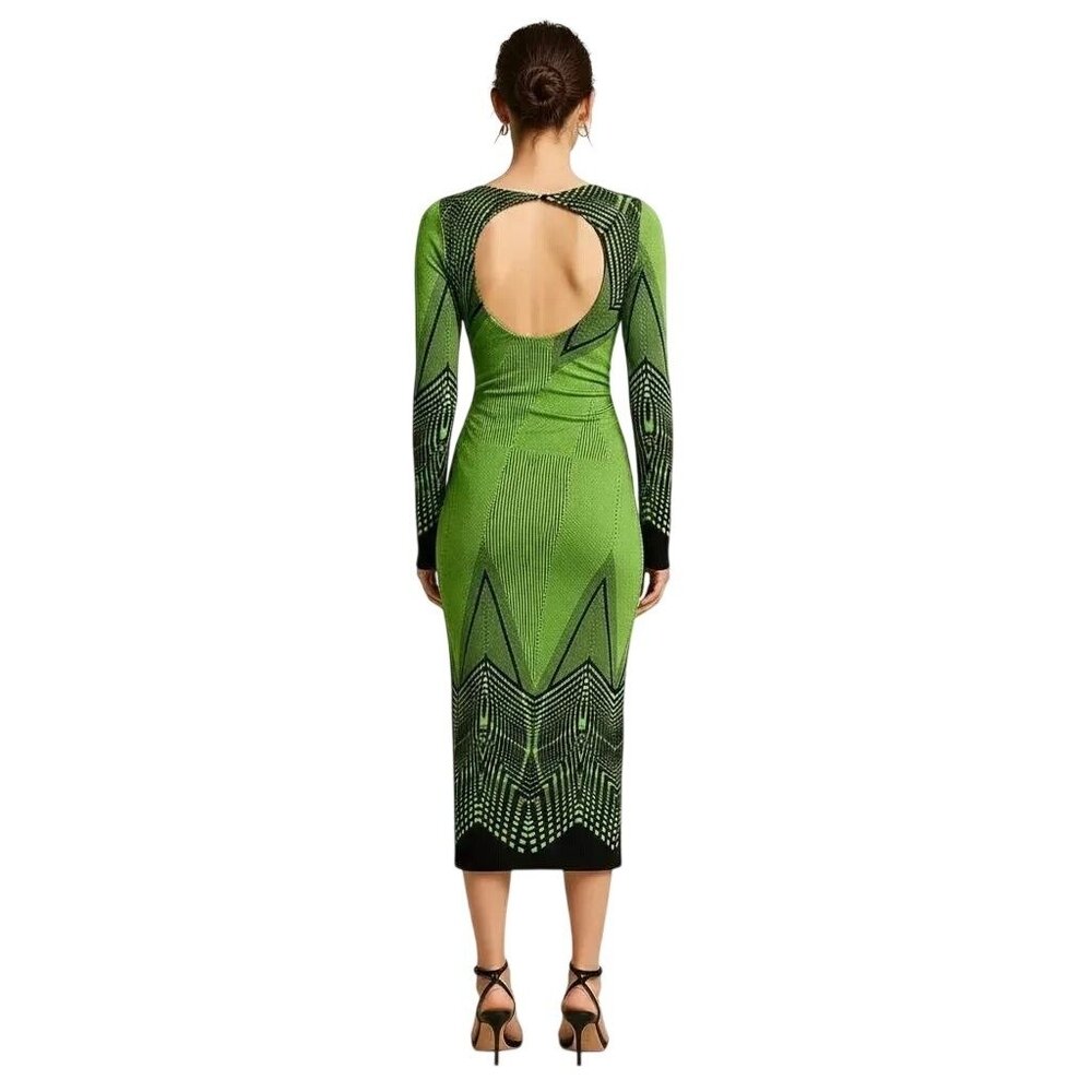 Nyla & Noelle Women's Neon Night Style Long Sleeve Bodycon Maxi Dress Small NWT - Picture 3 of 16